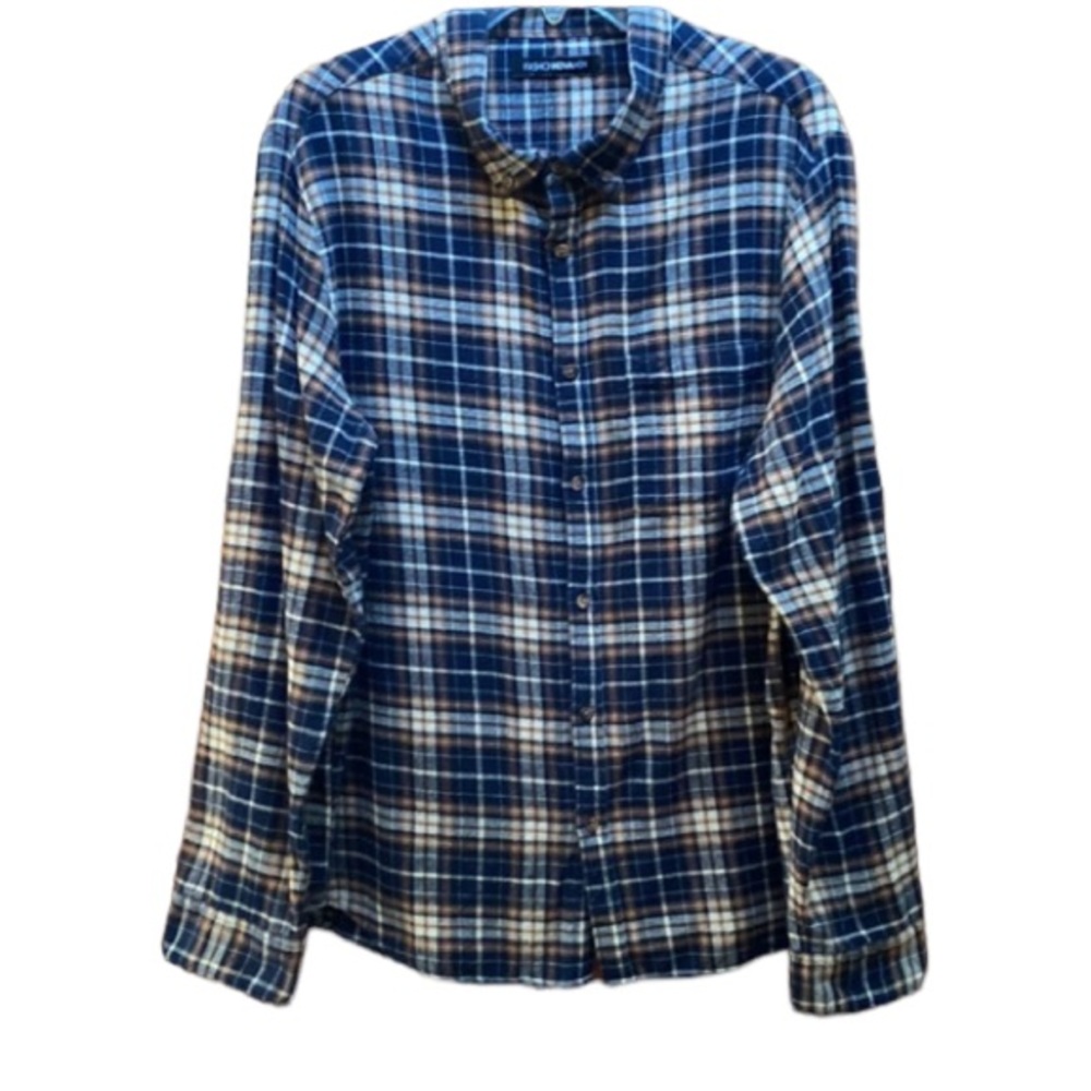 Fashion Nova Men Flannel / plaid soft / size Lg. / 2 xtra buttons / 100% cotton